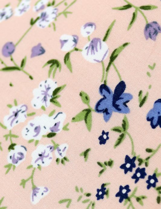 100% Cotton Floral Print Tie - Pink & Purple