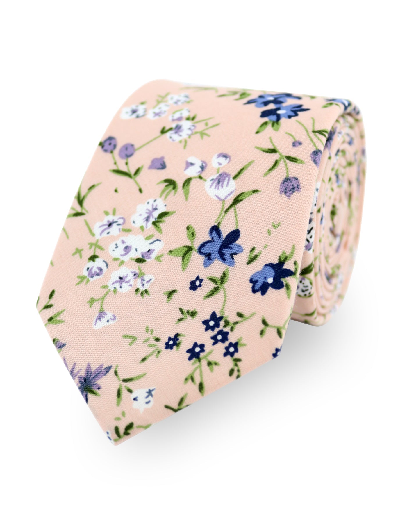 100% Cotton Floral Print Self-Tie Bow Tie - Pink & Purple