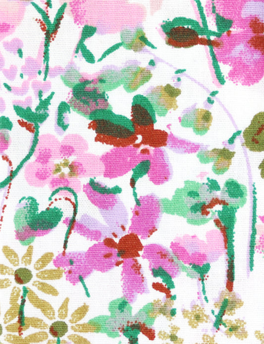 100% Cotton Floral Print Tie - Pink & White