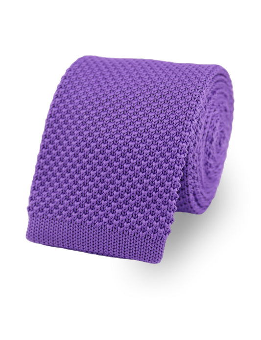 100% Polyester Square End Knitted Tie - Purple