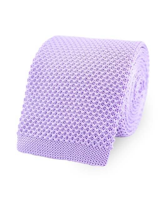 100% Polyester Square End Knitted Tie - Lavender Purple