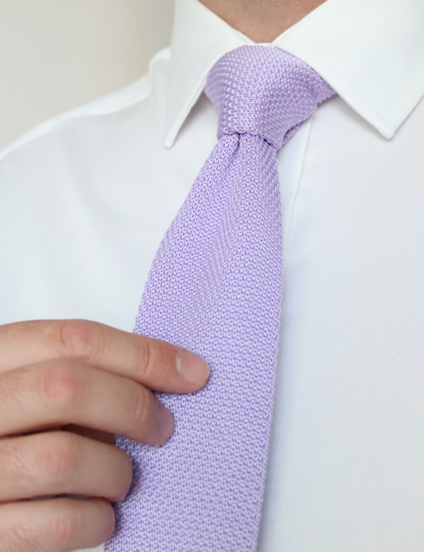 100% Polyester Square End Knitted Tie - Pastel Purple