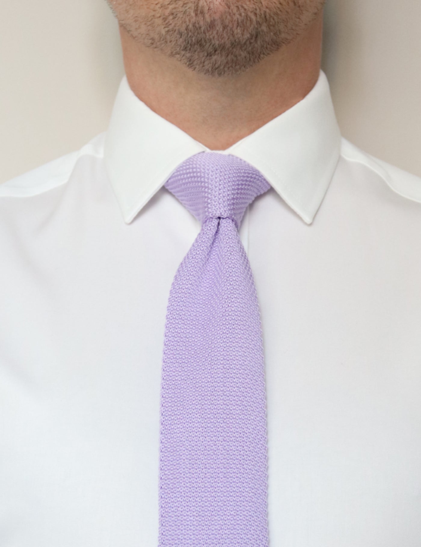 100% Polyester Square End Knitted Tie - Pastel Purple