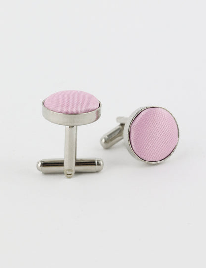 Woven Fabric Faced Cufflinks - Dusty Pink