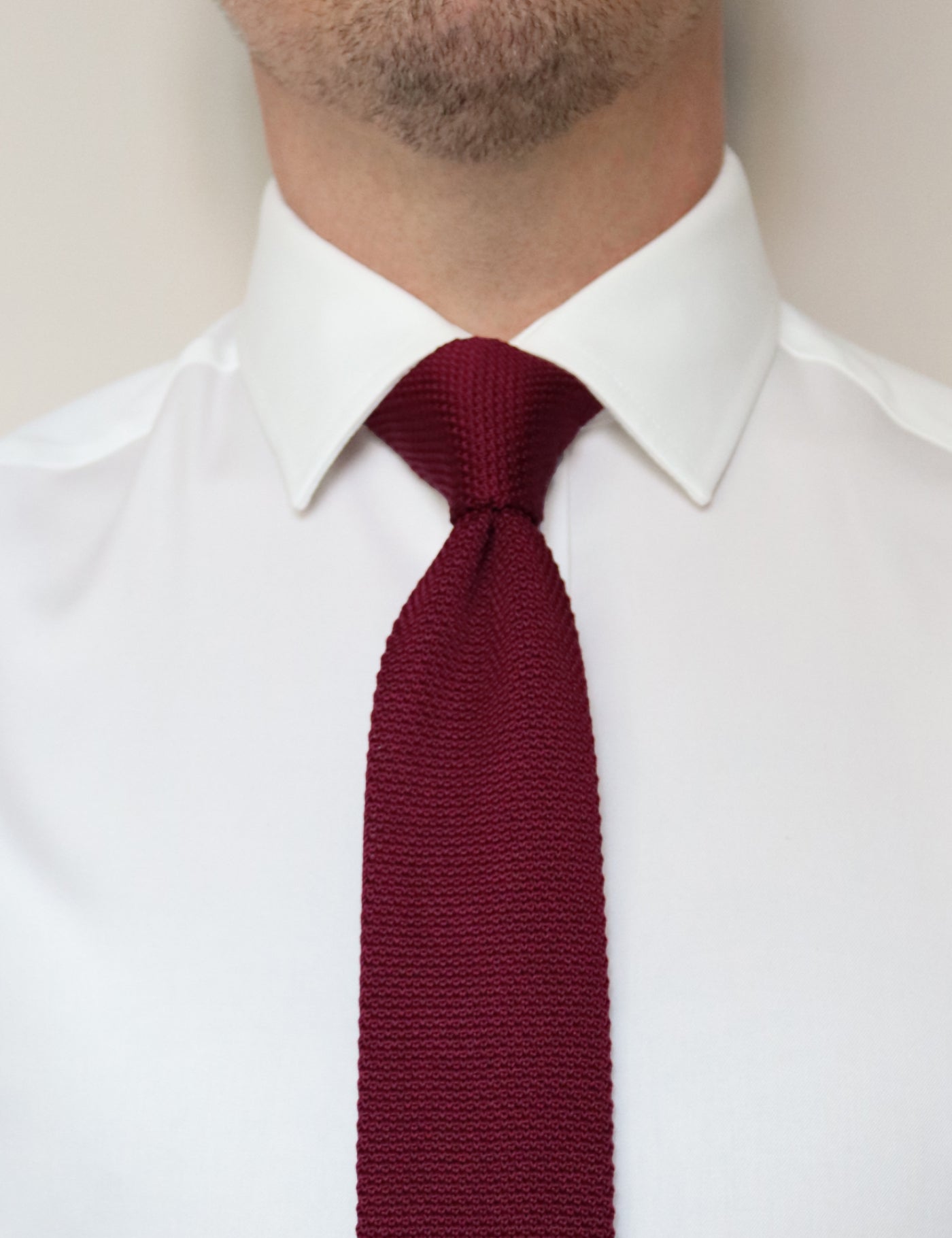 100% Polyester Diamond End Knitted Tie - Wine Red