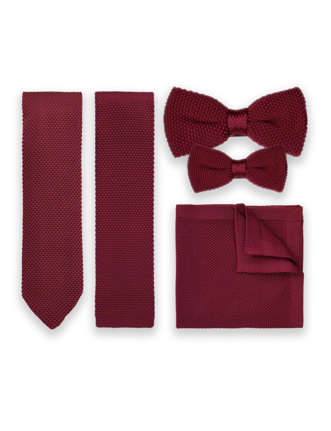 100% Polyester Diamond End Knitted Tie - Wine Red