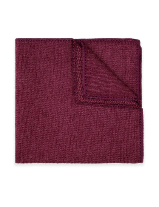 100% Brushed Cotton Suede Pocket Square - Burgundy Red