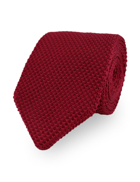100% Polyester Diamond End Knitted Tie - Red