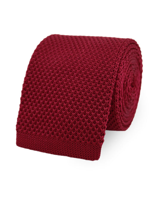 100% Polyester Square End Knitted Tie - Red