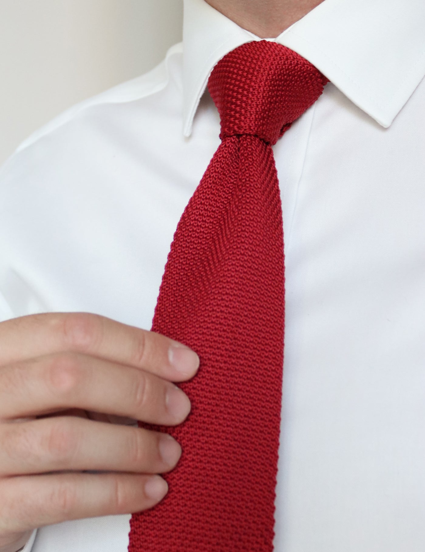 100% Polyester Diamond End Knitted Tie - Red