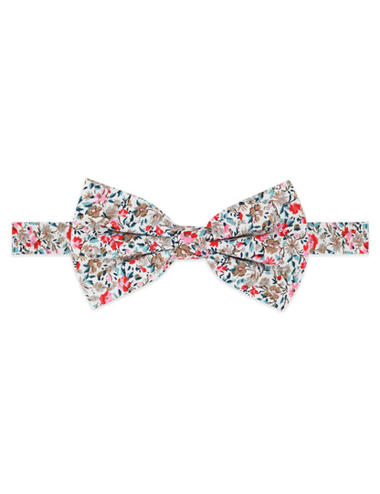 100% Cotton Floral Print Tie - Red & Blue