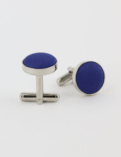 Woven Fabric Faced Cufflinks - Pastel Purple