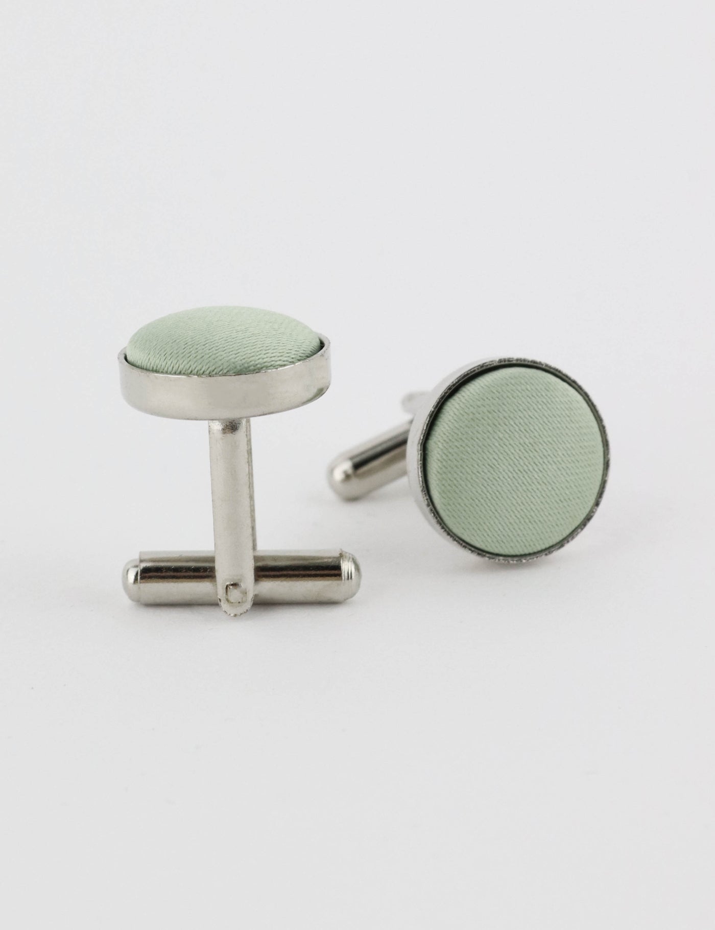 Woven Fabric Faced Cufflinks - Dark Green