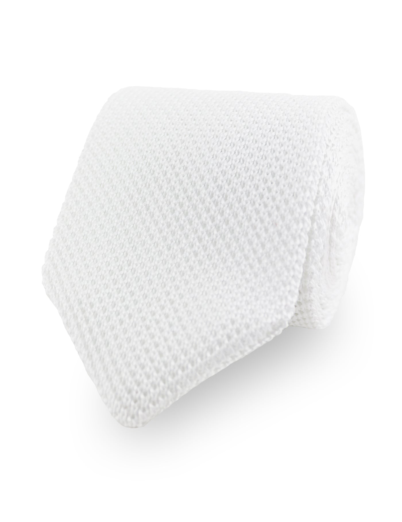 100% Polyester Diamond End Knitted Tie - White