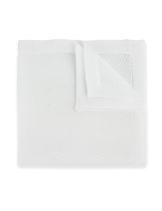 Knitted Pocket Square - White