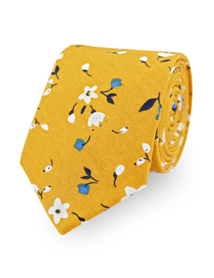 100% Cotton Floral Print Pocket Square - Yellow & Blue