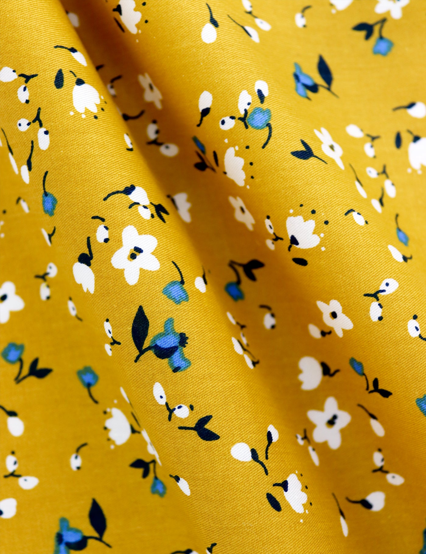 100% Cotton Floral Print Tie - Yellow & Blue