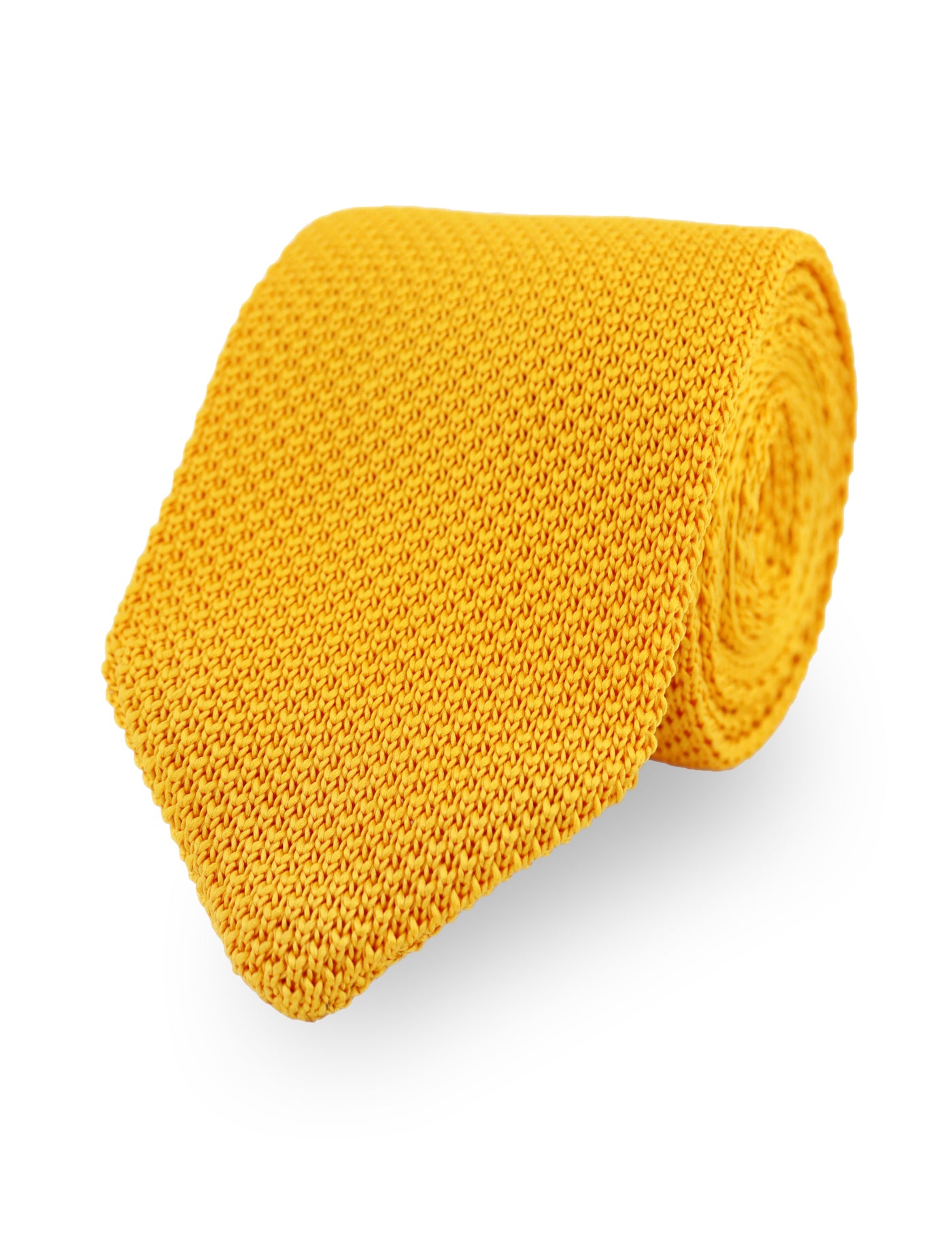 100% Polyester Square End Knitted Tie - Mustard Yellow