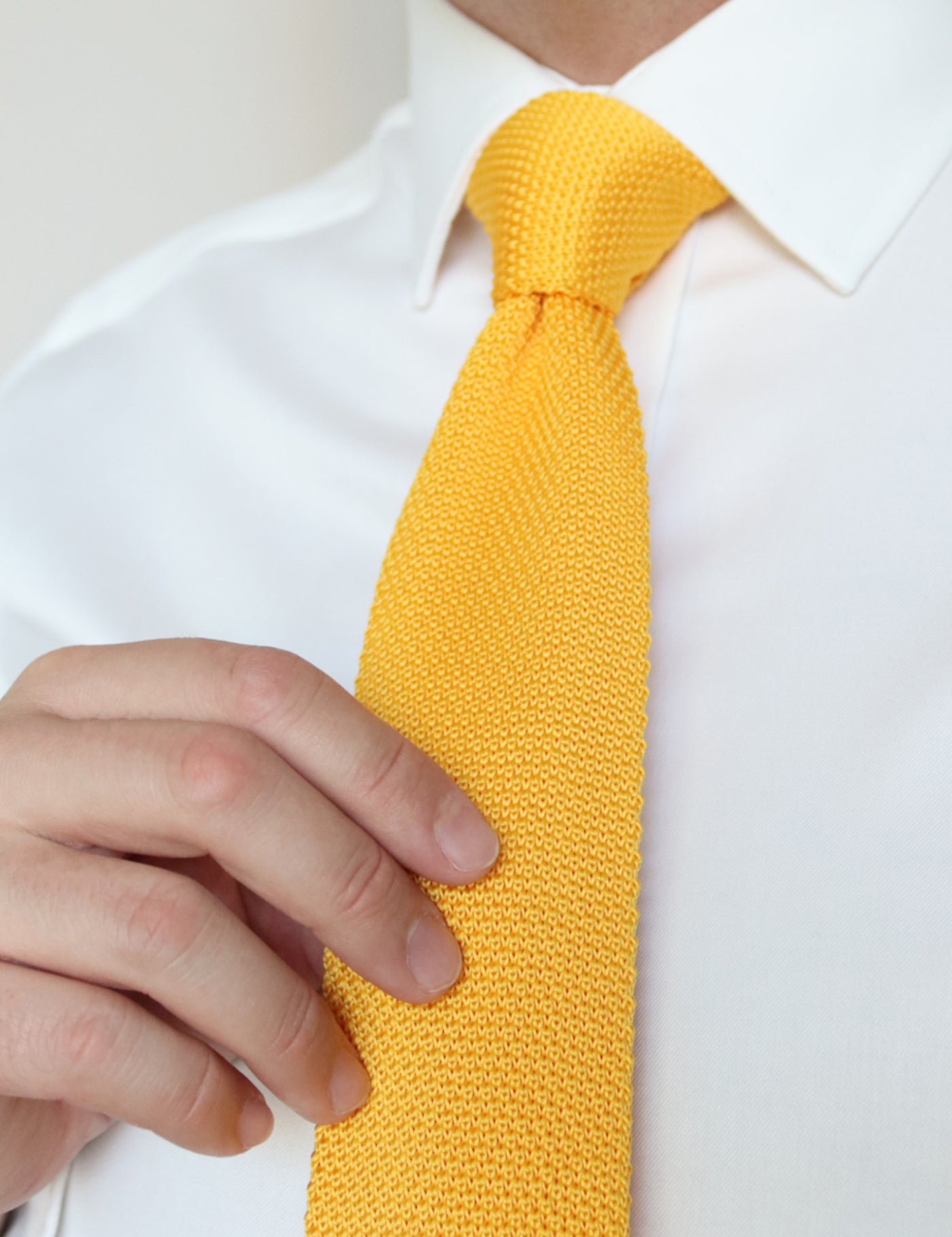 100% Polyester Square End Knitted Tie - Mustard Yellow