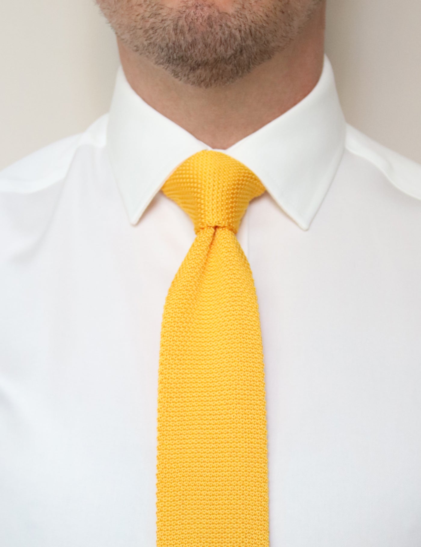 100% Polyester Square End Knitted Tie - Mustard Yellow