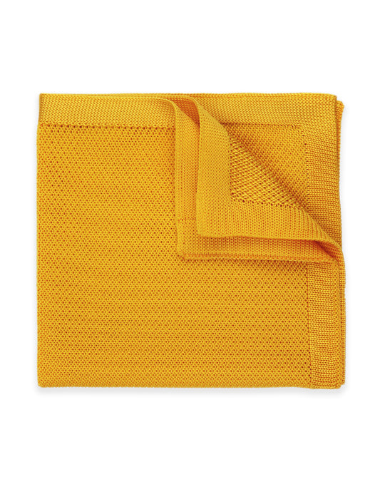 100% Polyester Knitted Pocket Square - Mustard Yellow