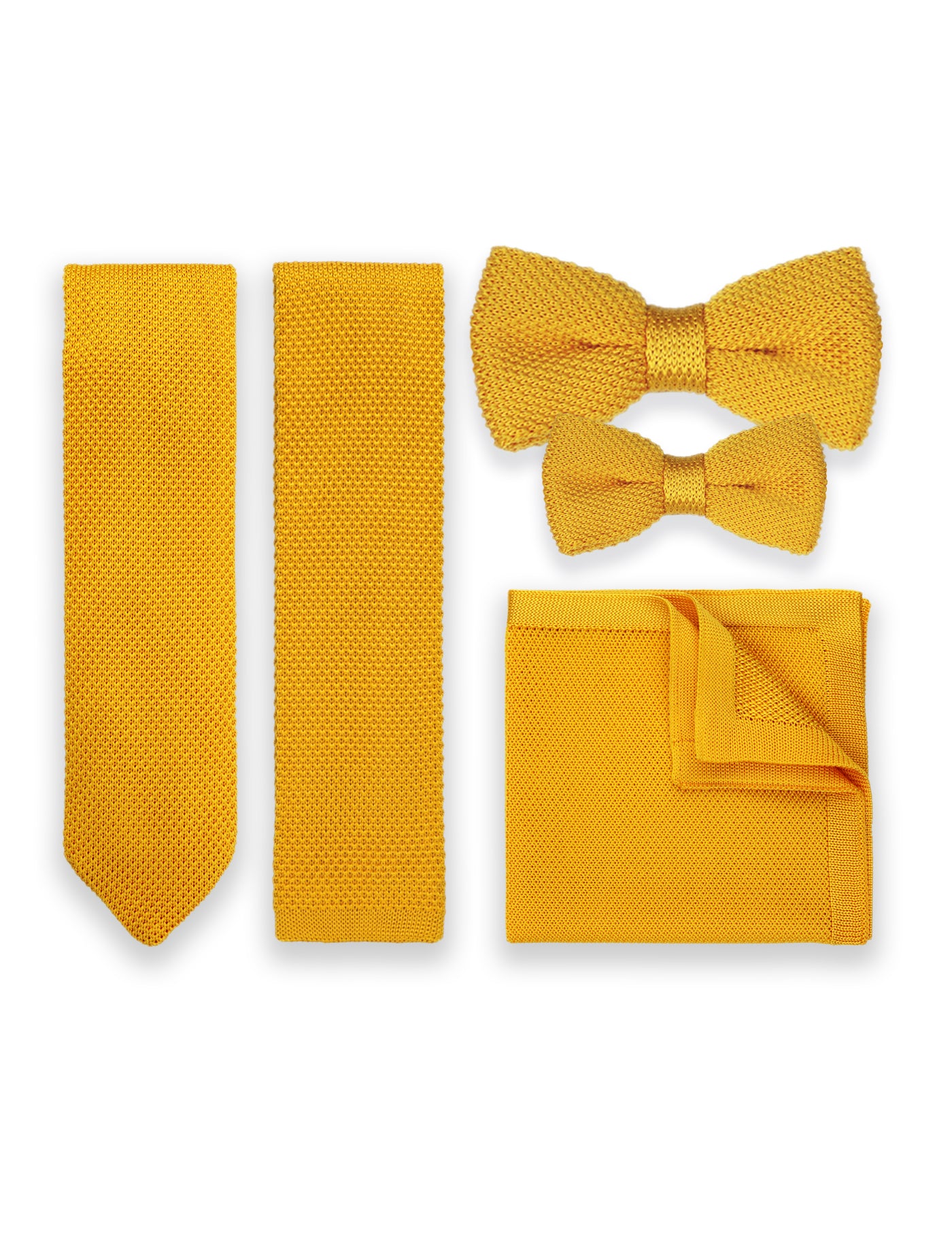 100% Polyester Square End Knitted Tie - Mustard Yellow