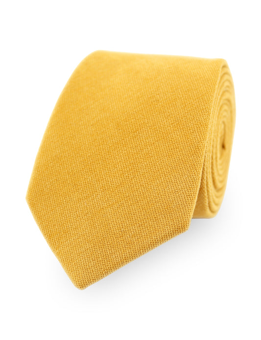 100% Brushed Cotton Suede Tie - Mustard Yellow