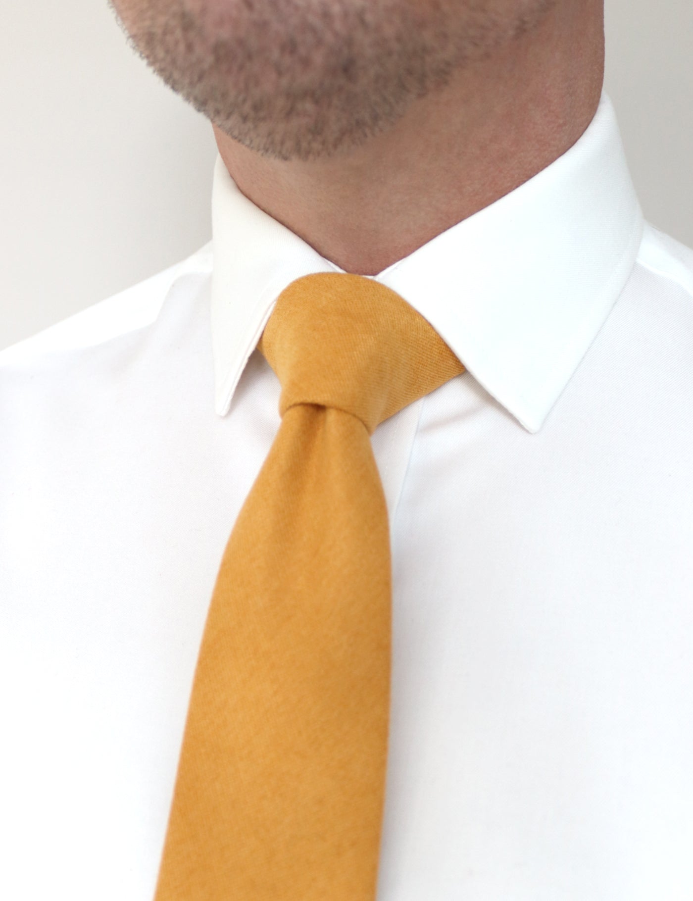 100% Brushed Cotton Tie - Mustard Yellow