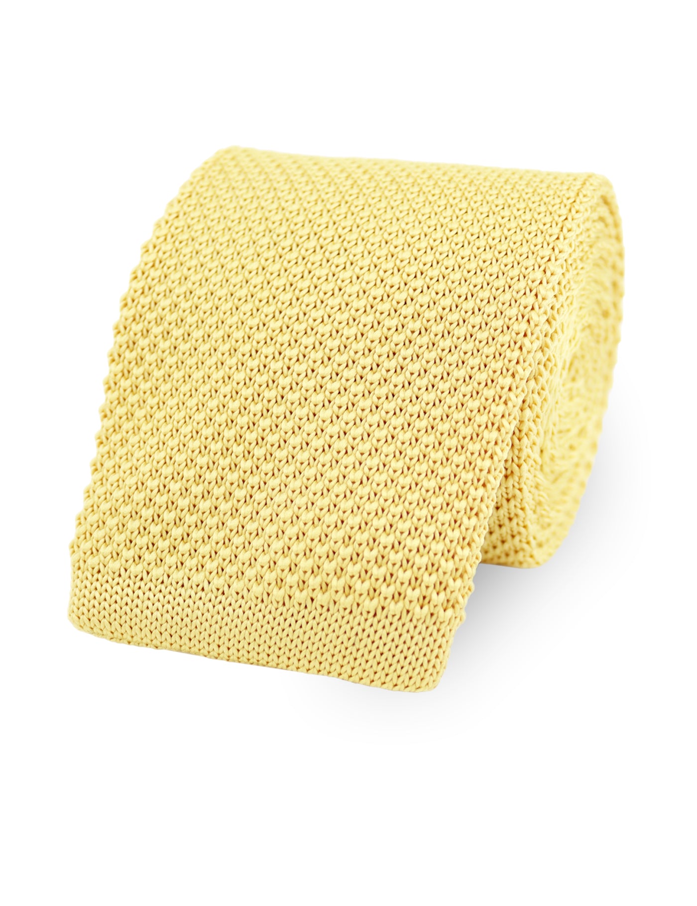 100% Polyester Diamond End Knitted Tie - Pastel Yellow