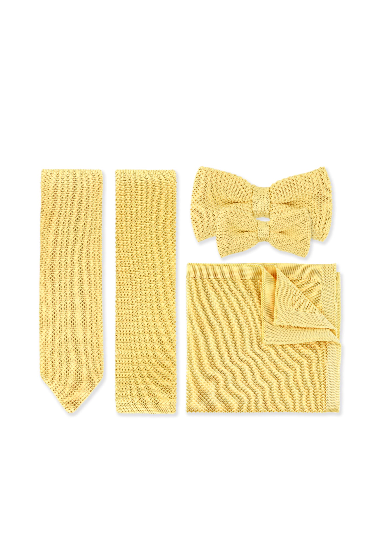 100% Polyester Square End Knitted Tie - Pastel Yellow