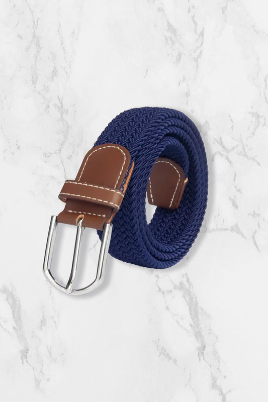 Woven Elasticated Belt - Navy Blue