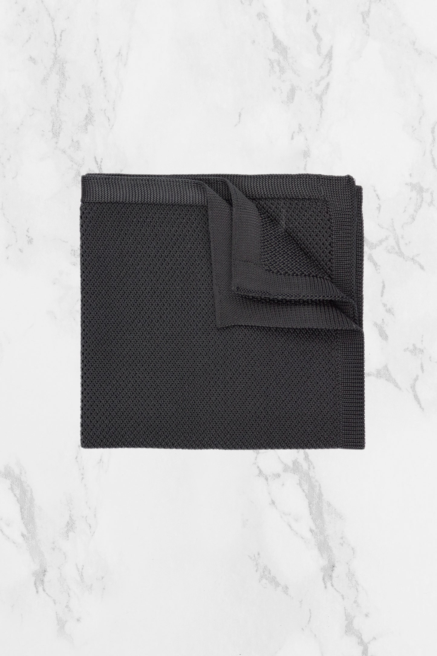 100% Polyester Knitted Pocket Square - Black