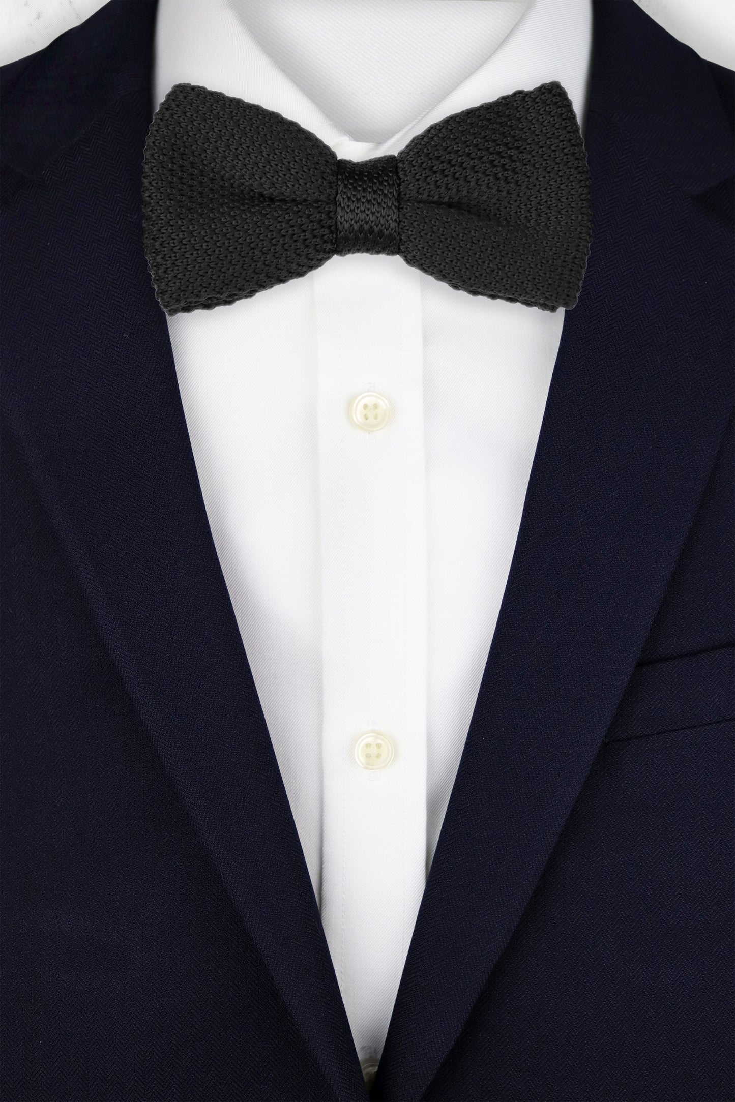 100% Polyester Knitted Bow Tie - Black