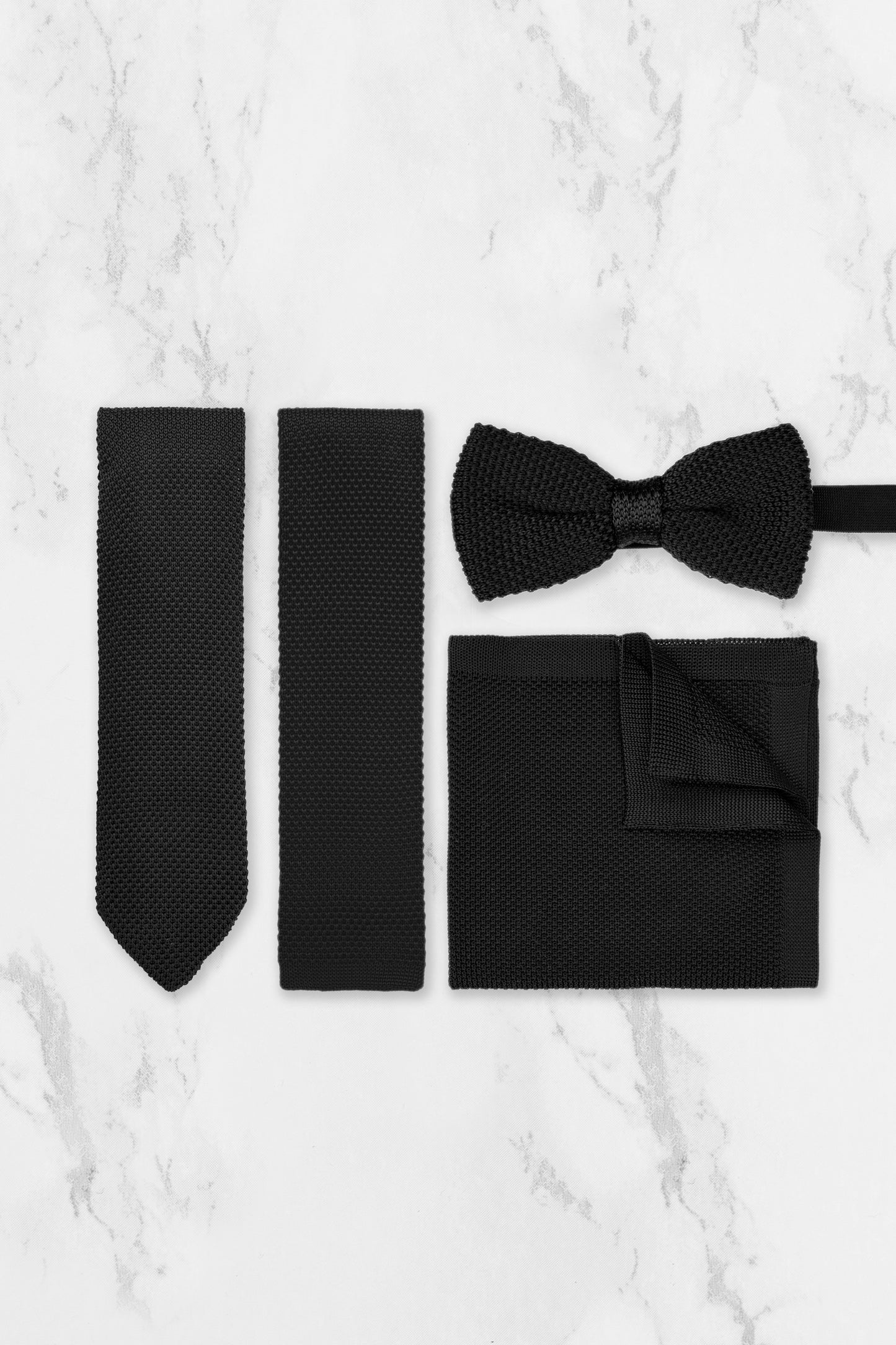 100% Polyester Knitted Bow Tie - Black
