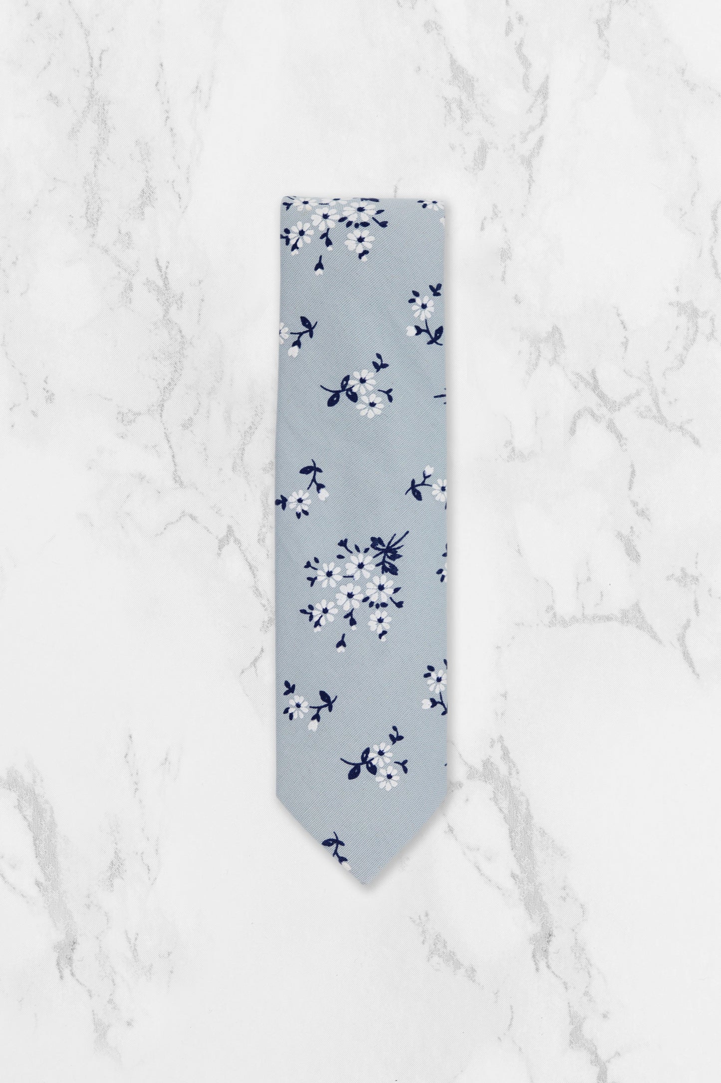 100% Cotton Floral Print Tie - Blue & Navy