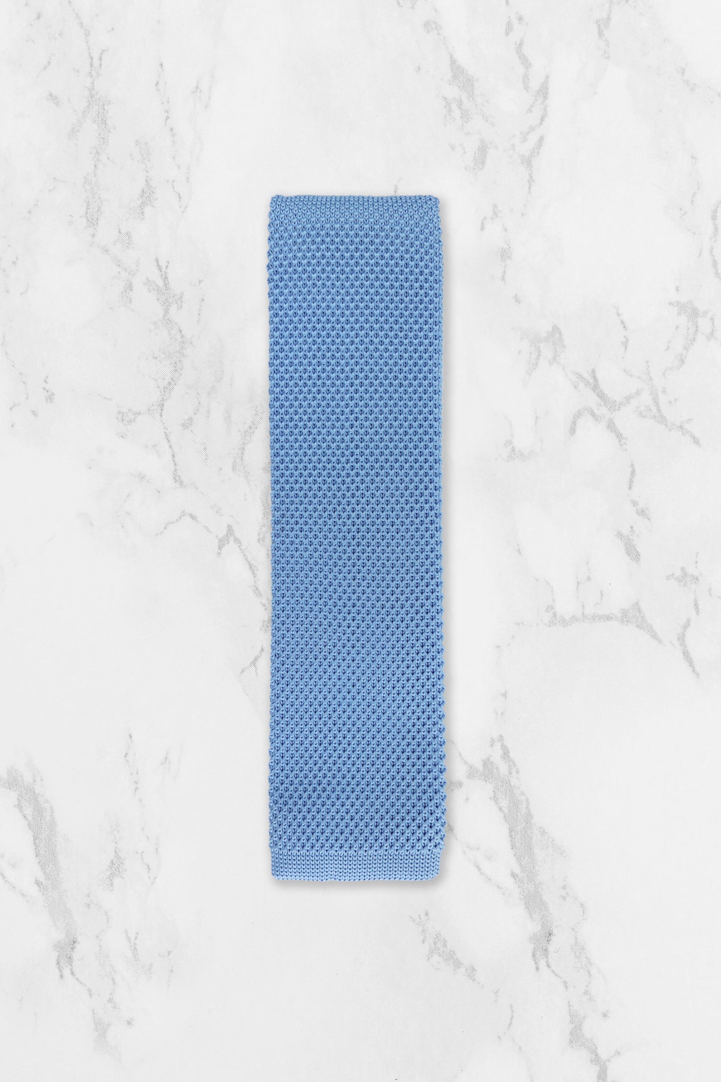 100% Polyester Square End Knitted Tie - Light Blue