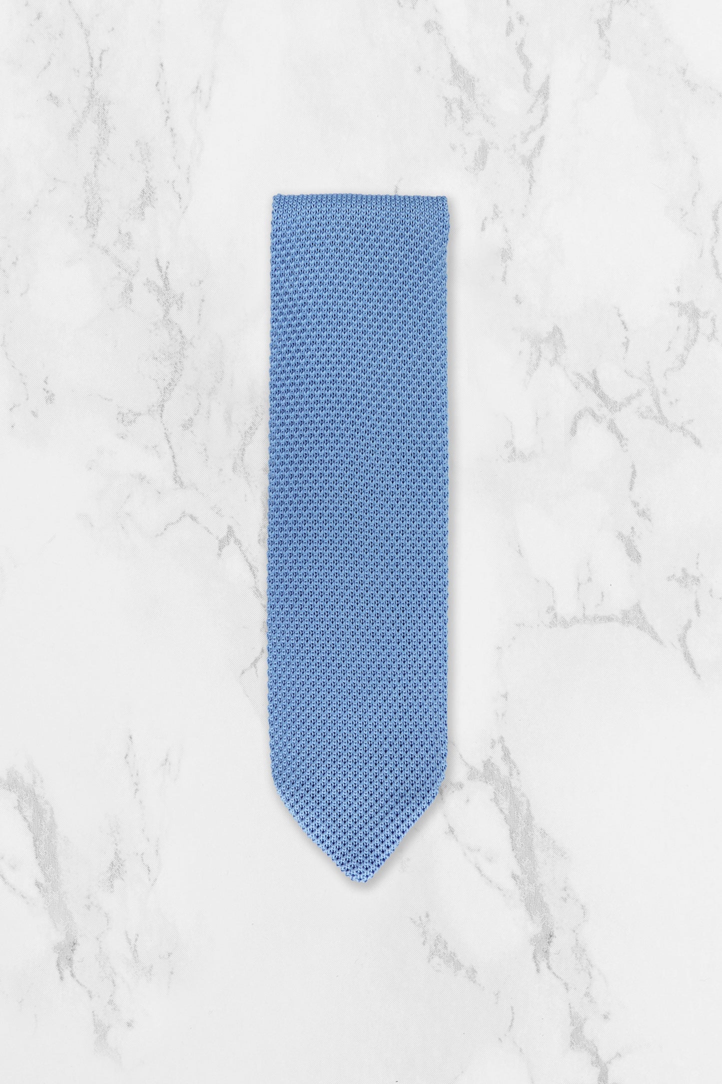 100% Polyester Square End Knitted Tie - Light Blue