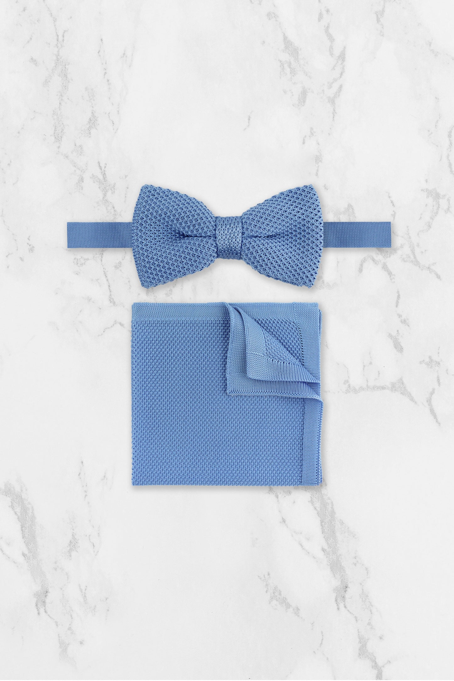 100% Polyester Knitted Bow Tie - Light Blue