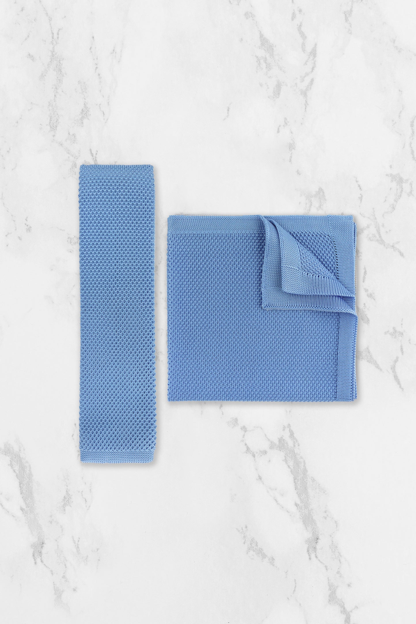 100% Polyester Diamond End Knitted Tie - Light Blue