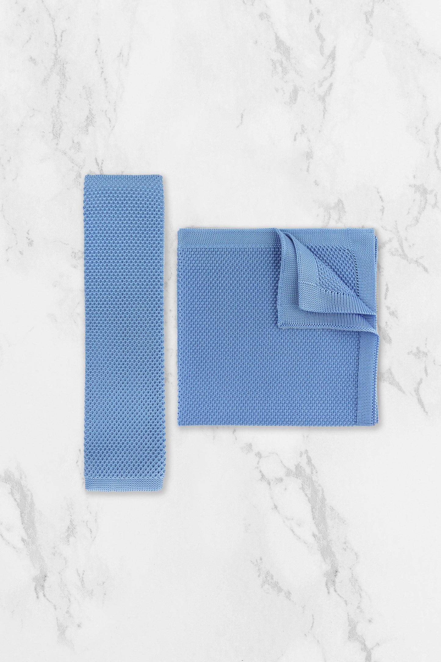 100% Polyester Knitted Pocket Square - Light Blue