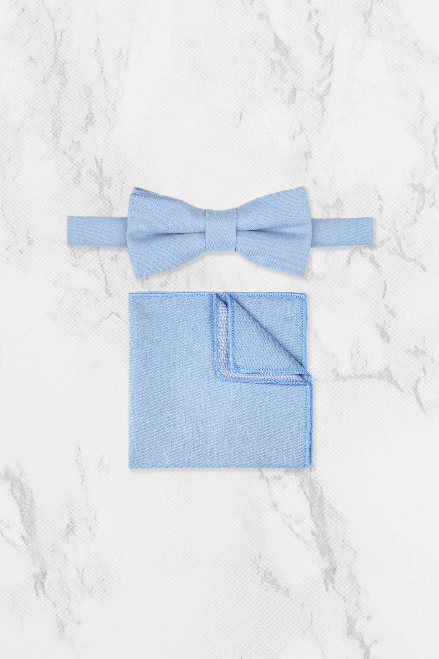 100% Brushed Cotton Suede Bow Tie - Blue