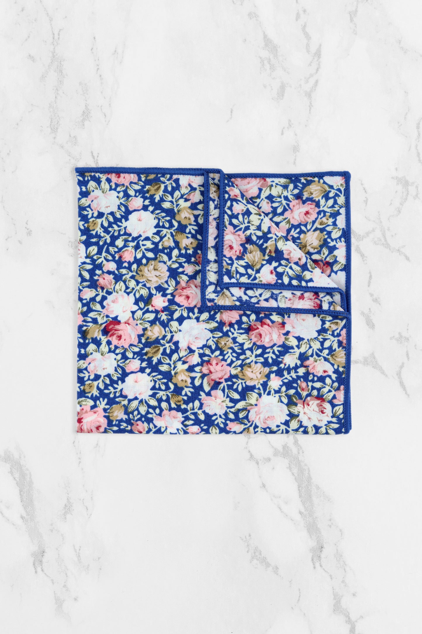 100% Cotton Floral Print Tie - Blue & Pink