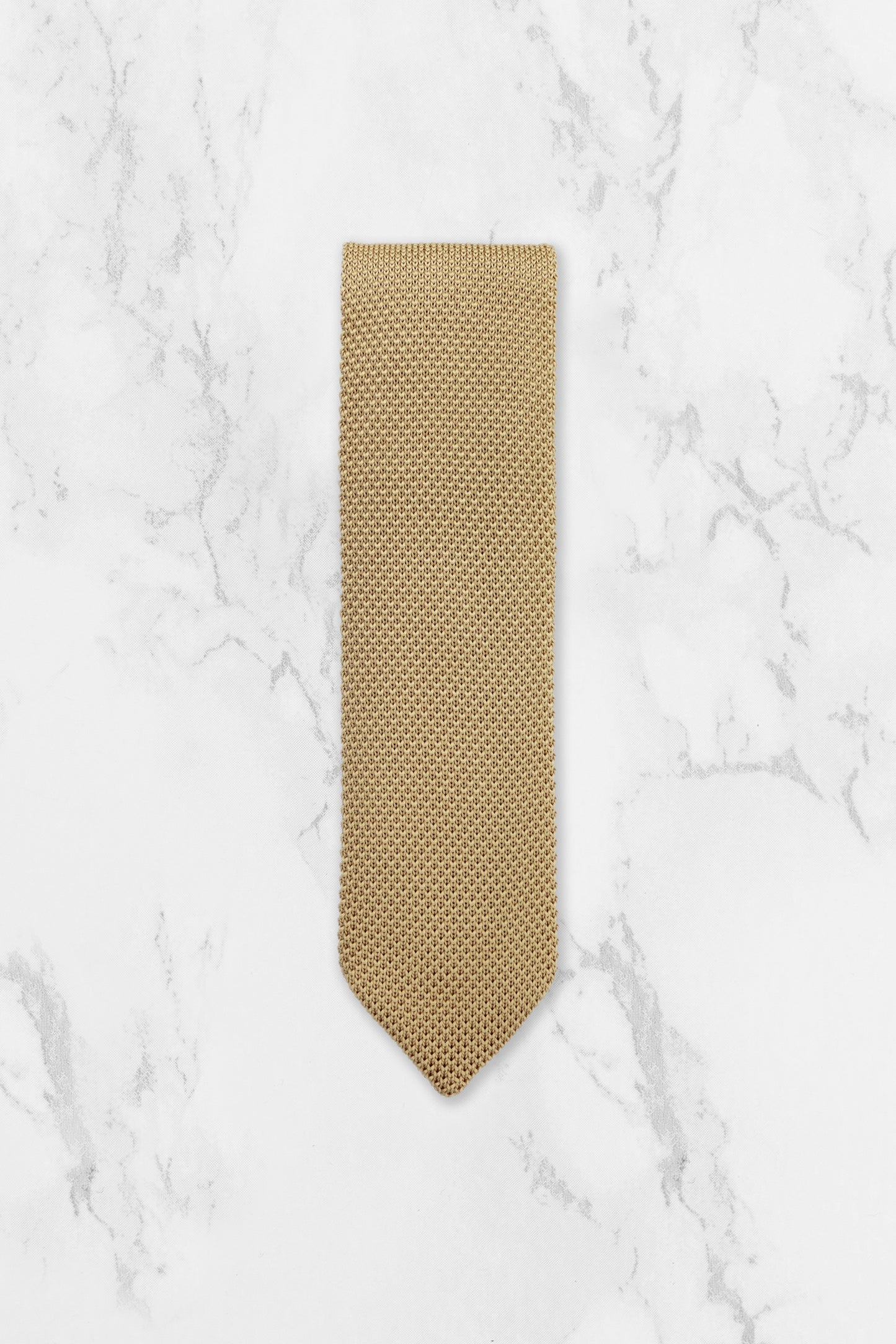 100% Polyester Diamond End Knitted Tie - Beige