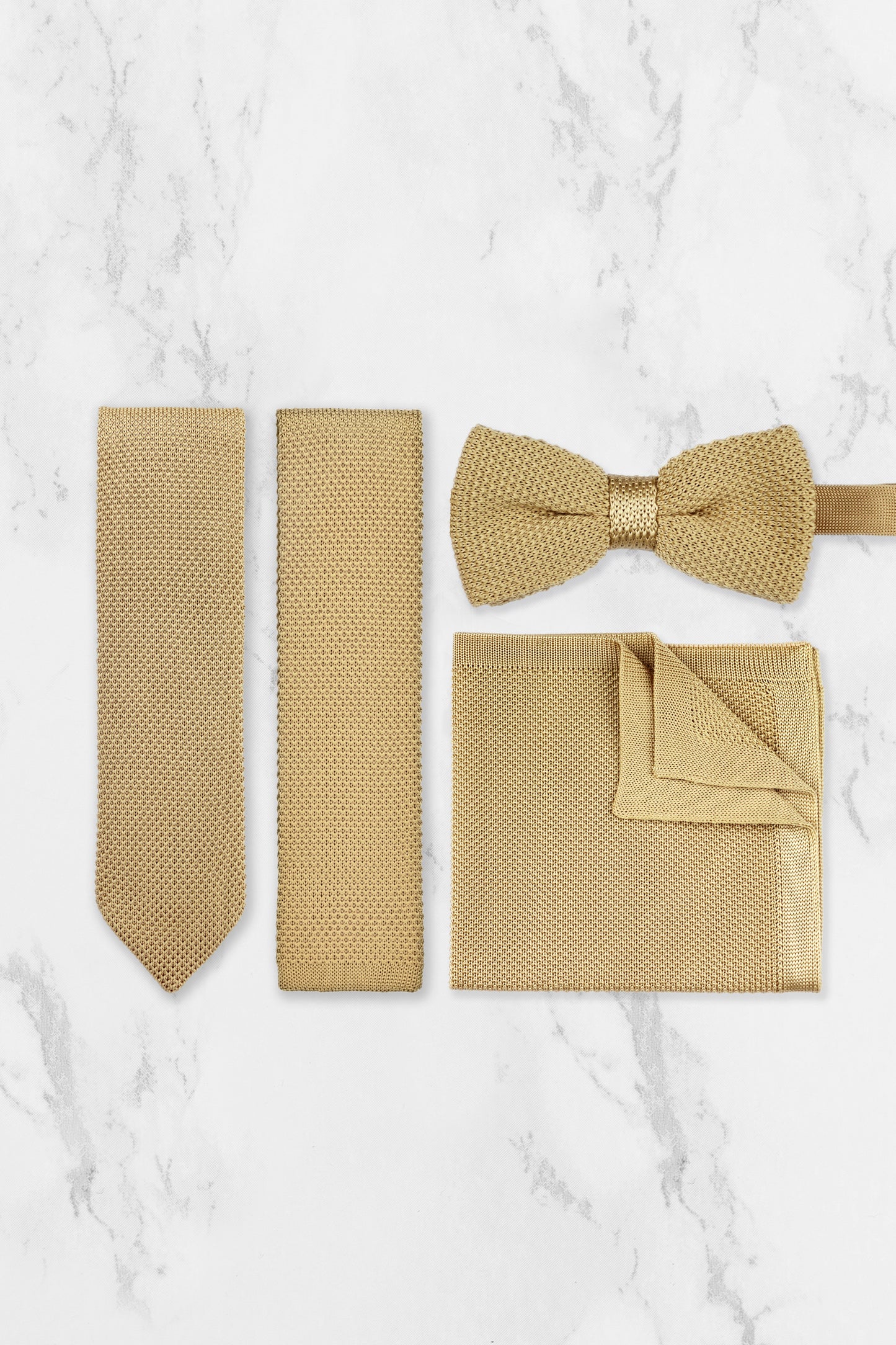 100% Polyester Square End Knitted Tie - Beige