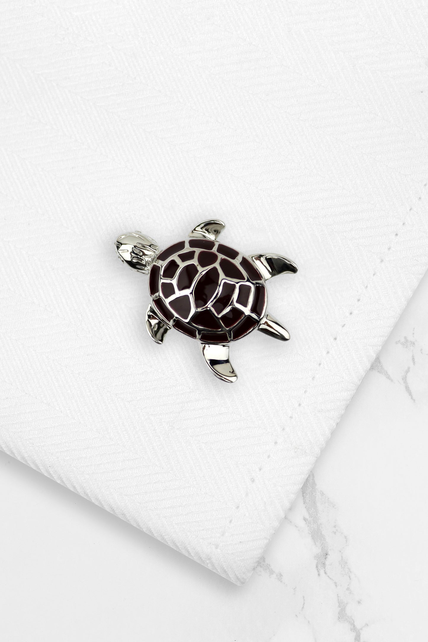 Cufflinks - Brown & Silver Turtle