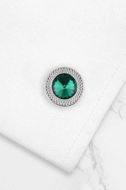Cufflinks - Silver & Emerald Green