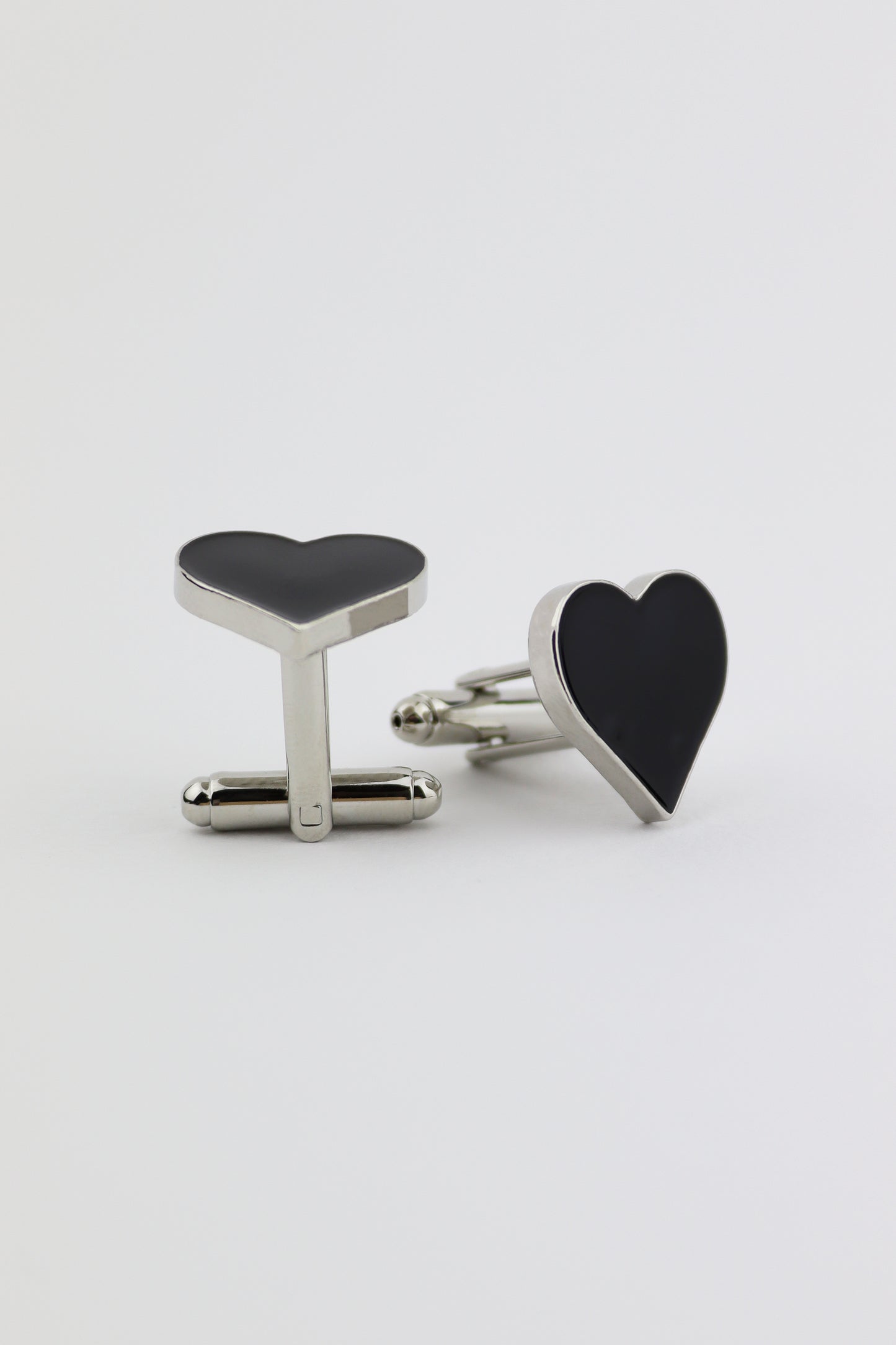 Cufflinks - Silver & Black Heart