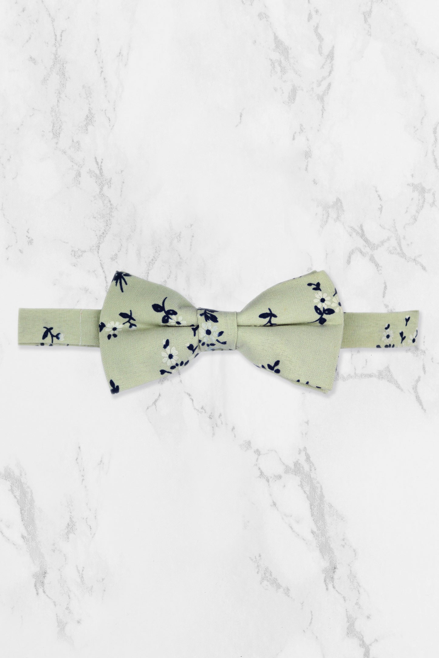 100% Cotton Floral Print Tie - Green & Navy