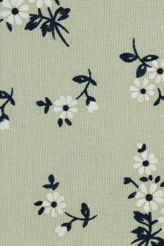 100% Cotton Floral Print Tie - Green & Navy