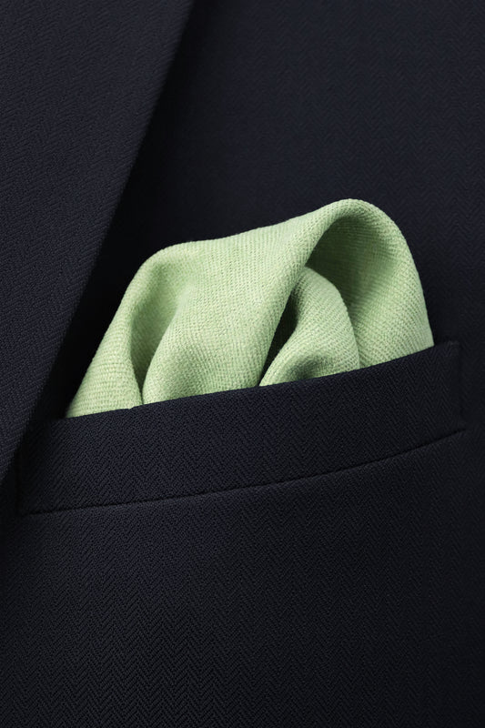 100% Brushed Cotton Suede Pocket Square - Green